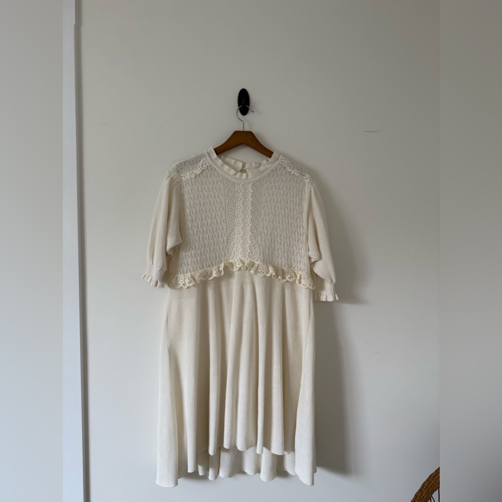 Zara Ivory Lace Knit Dress